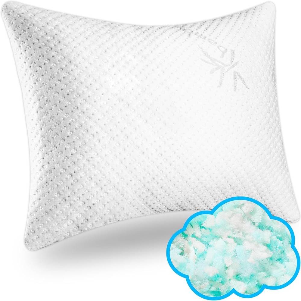 Xtreme Comforts Cooling Shredded Memory Foam Pillow - Hypoallergenic & Breathable Support