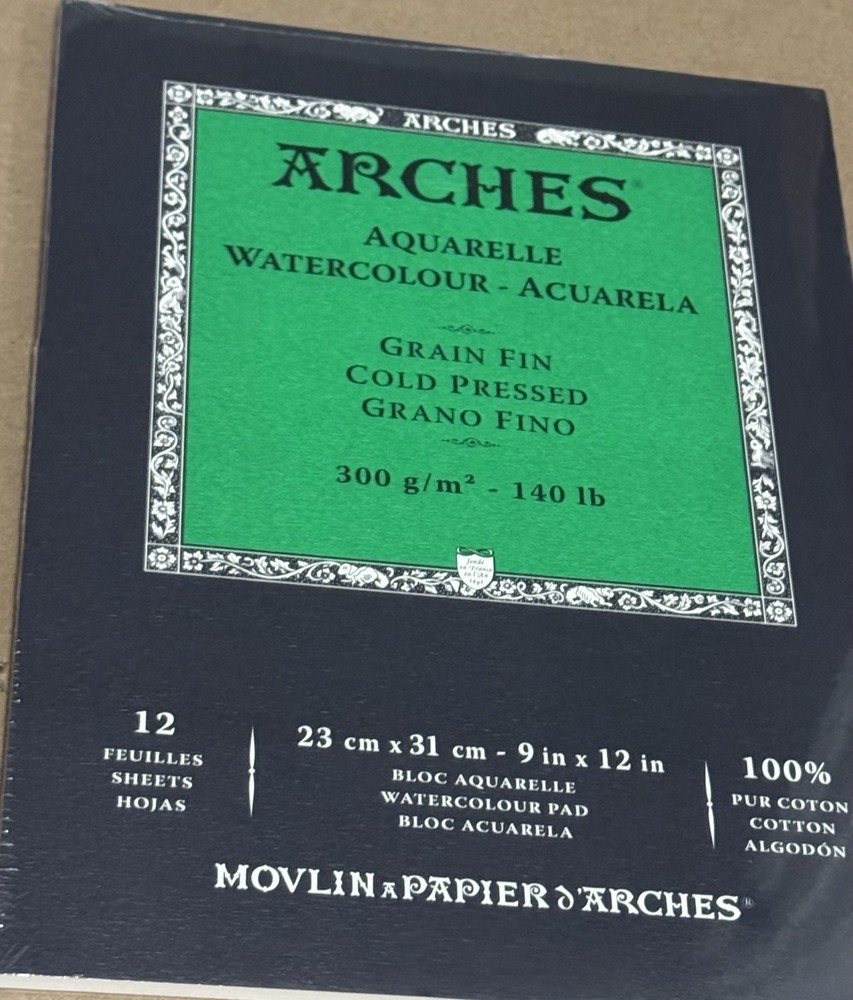 Arches Cold Press Watercolor Paper  12 Sheets 9 x 12 lot of 3 pkgs new
