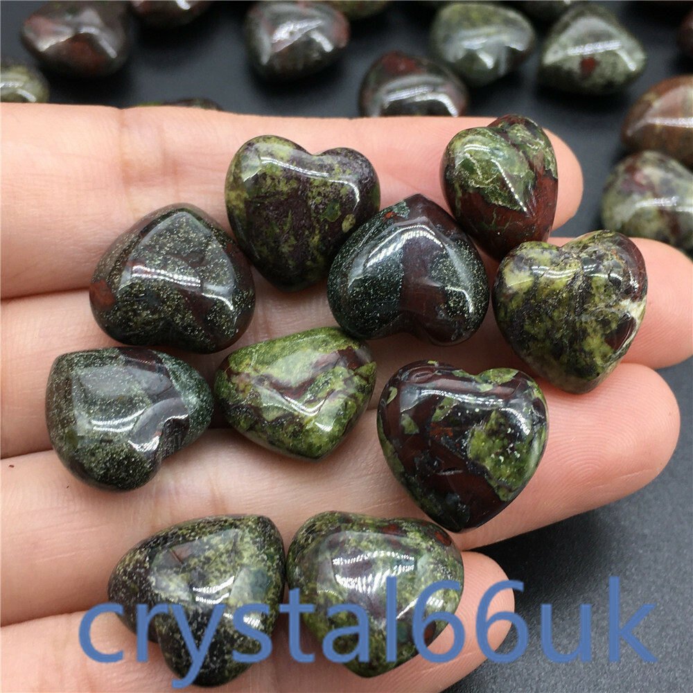 Natural dragon Blood stone mini heart Carved Quartz Crystal pendant Healing 5pc^