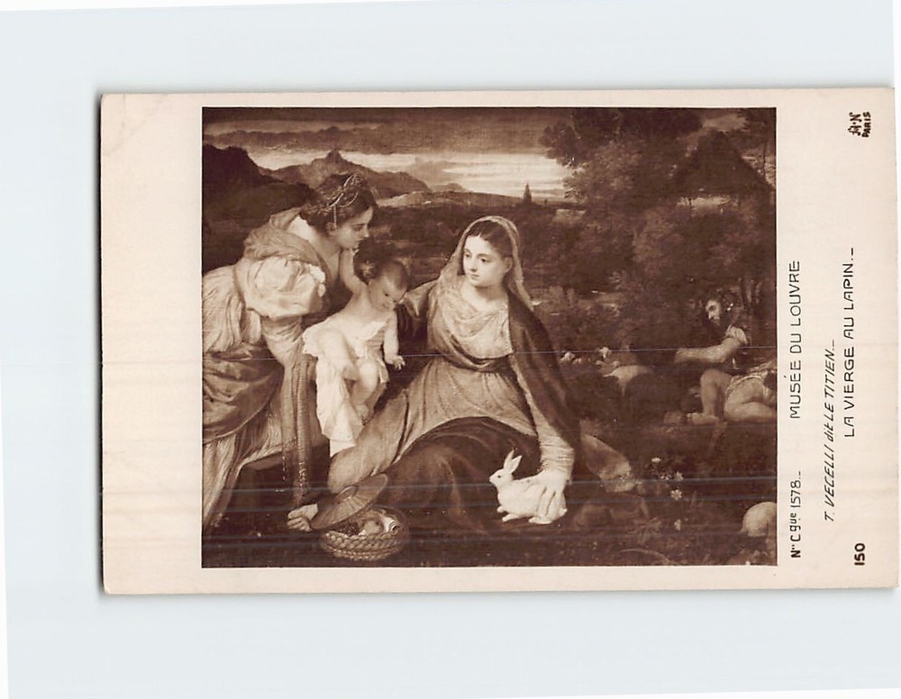 Postcard La Vierge Au Lapin Musée du Louvre Paris France