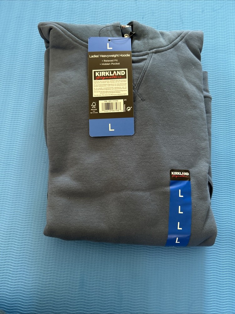 Kirkland Signature Women's Heavyweight Relaxed Fit Hoodie, Blue, Size L TR