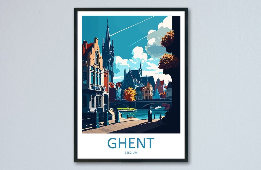 Ghent Travel Print Wall Art Ghent Wall Hanging Home Dcor Ghent Gift Art Lovers