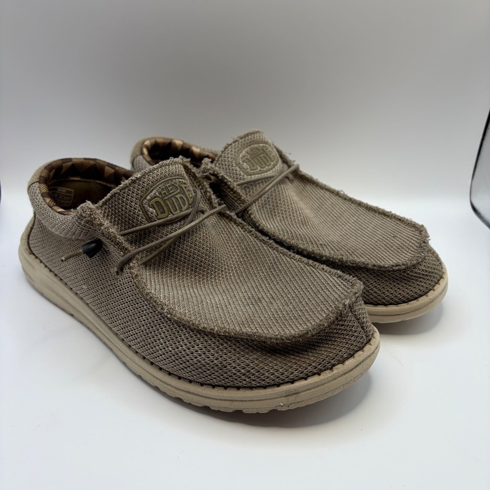 Hey Dude Wally Sox Mens Beige Knit Slip On Loafers Shoes Size 10 US 43 EU