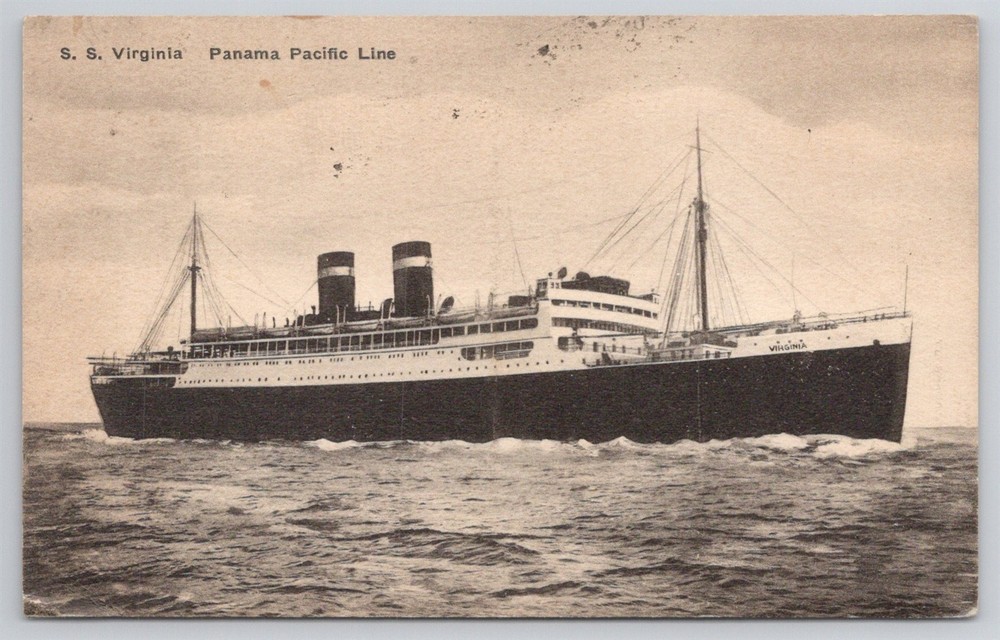SS Virginia Panama Pacific Line Cuba Postmark Cruise Ship Liner Postcard AK22