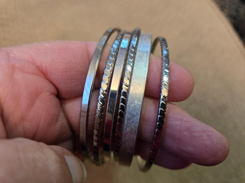 Bangle Bracelet Set 6 silver plated fashion jewelry