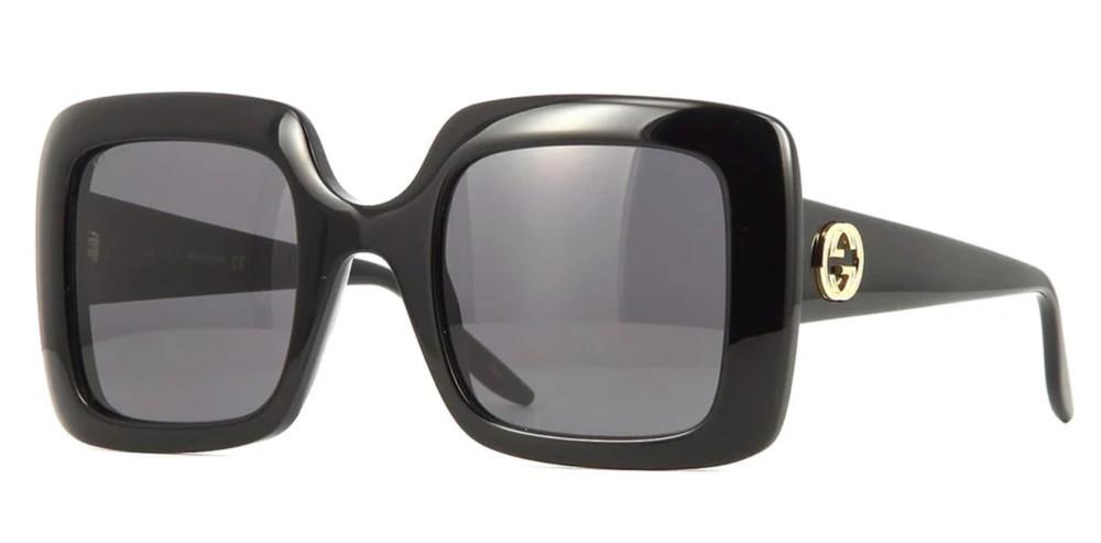 New GUCCI GG0896S 001 52mm Black Gold GG Oversized Sunglasses Italy
