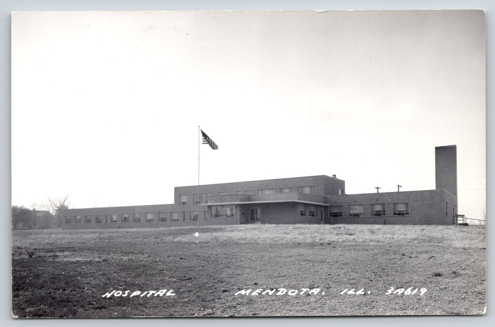 RPPC~Art Deco Hospital From Lawn Mendota Illinois~Real Photo Postcard