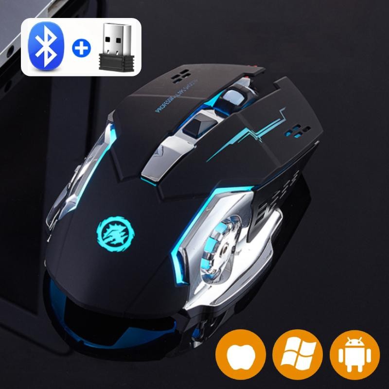 Rechargeable Wireless Gaming Mouse Bluetooth Silent 2.4g USB LED Pc Laptop Mice