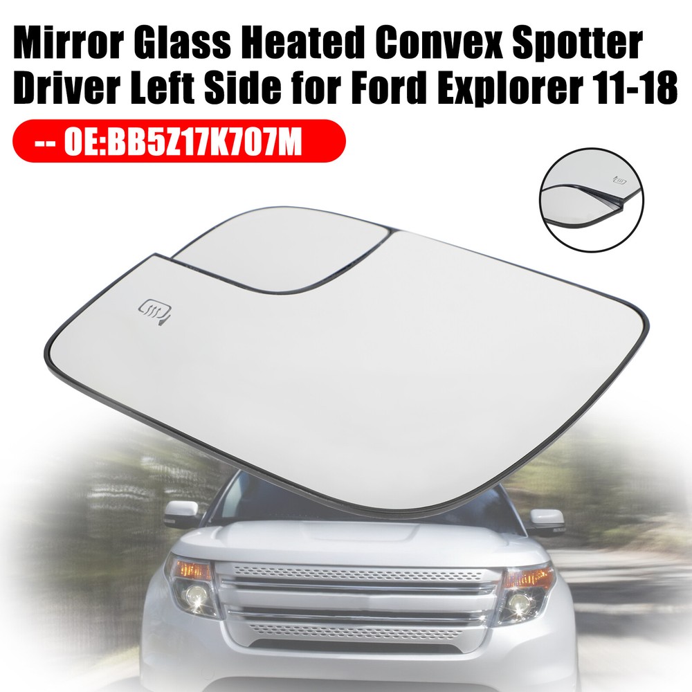 Heated Convex Left Side Mirror Glass for Ford Explorer 2011-2018 UE