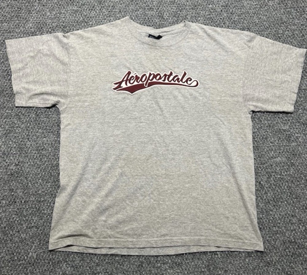 Aeropostale Men's Graphic Logo Knit Gray T-Shirt Crew Neck Short Sleeve XL