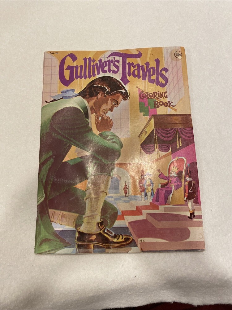 Gulliver's Travels vintage coloring book Playmore Inc C64-26, One Page Colored