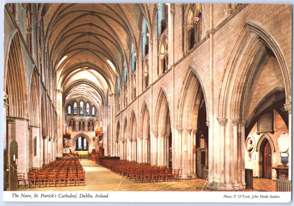 Ireland Dublin St. Patrick's Cathedral The Nave John Hinde Retro Postcard