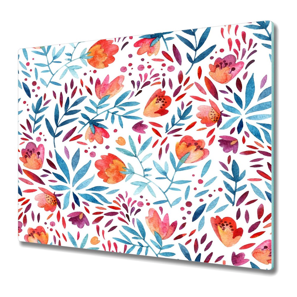 Glass Surface Protector Vintage poppy Floral Flowers art prints 60x52
