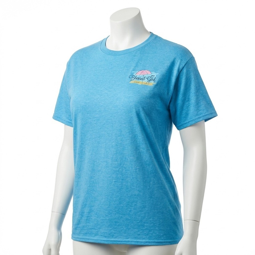 Blessed Girl Beach Short Sleeve Blue T-shirt Women's XXL Be Still and Know