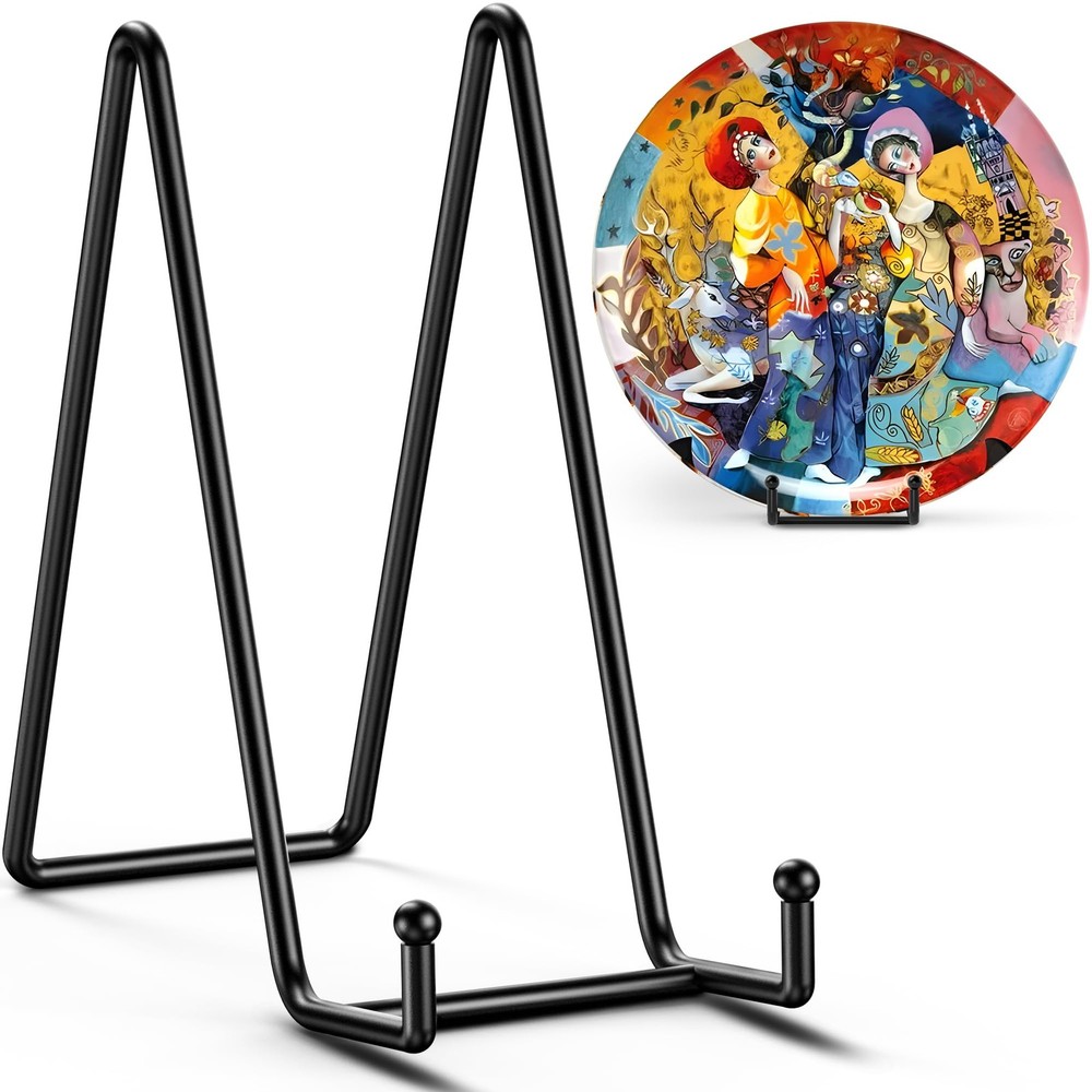 4 Pack 10 Inch Metal Plate Stands for Display - Large Plate Holder for Pizzas and More