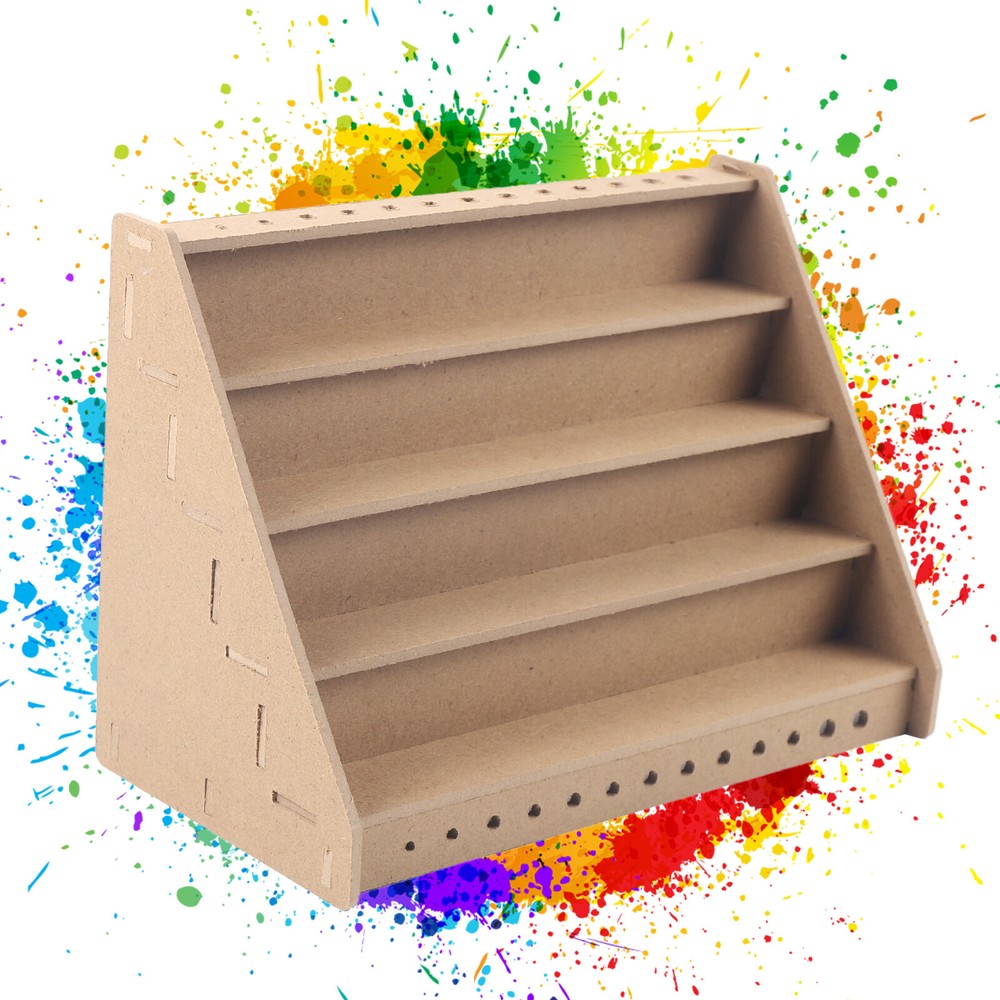 4 - Layer Wooden Paint Bottle Rack Model Organizer Storage Holder