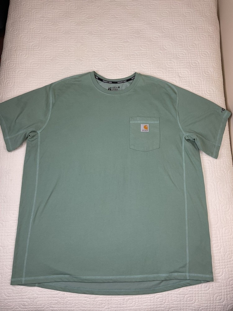 Carhartt Force Shirt Light Green Relaxed Fit Pocket Workwear Breathable Mens 2XL