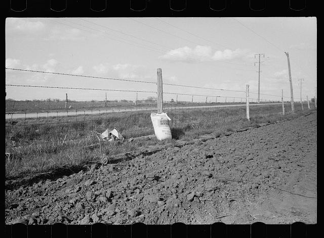 Photo:1930s Rural Fence Post Field Road Landscape