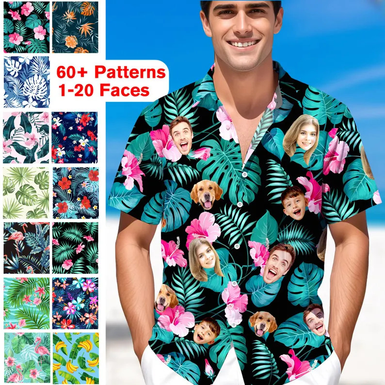 Custom Face Personalized Hawaiian Shirt Photo Print Funny Vacation Birthday Gift
