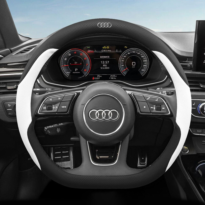 For Audi Steering Wheel Cover Leather Car Accessories 15