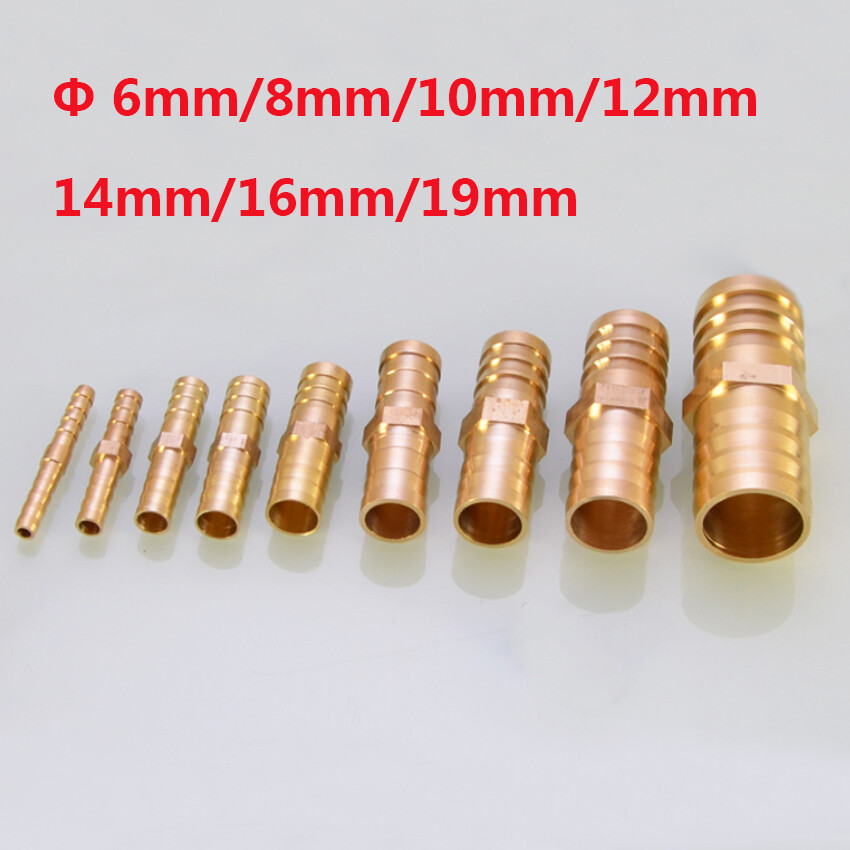 Brass Straight Barbed Connectors Fittings Gas Hose Nozzle Ø 6/8/10/12/14/16/19mm