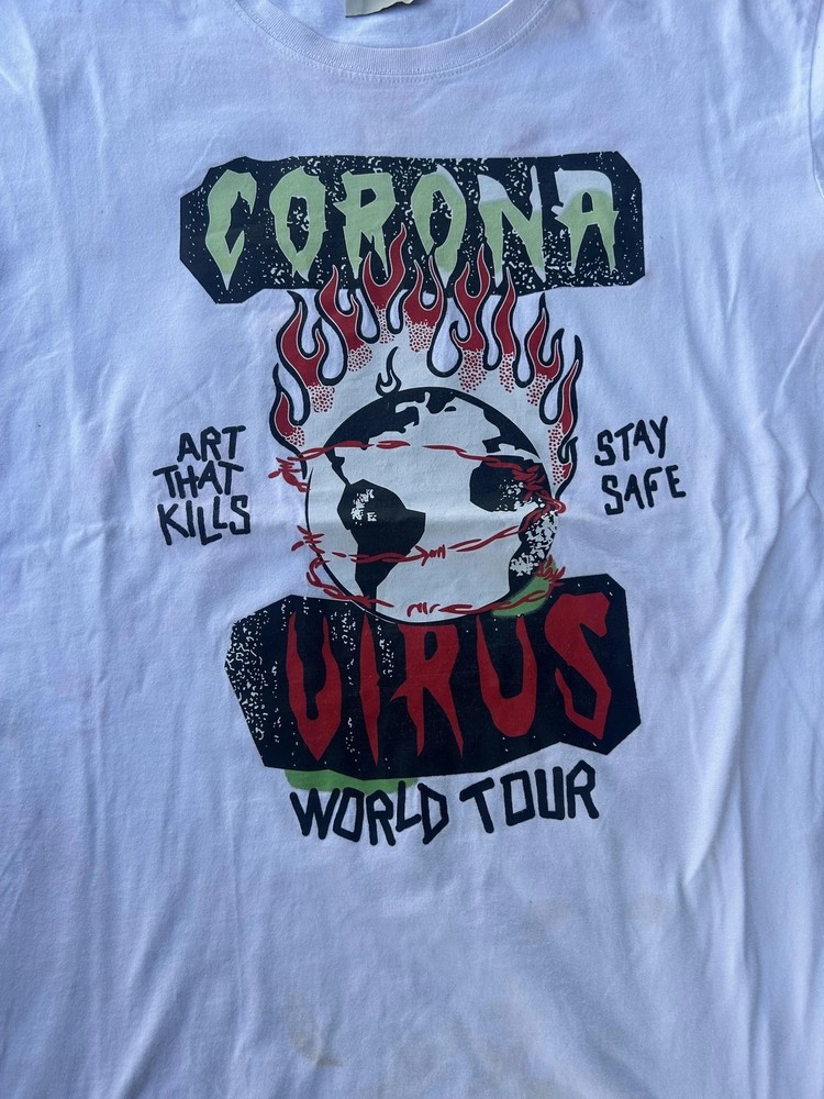 Reprint Gallery Dept Shirt Mens Large White Coronavirus World Tour Art Graphic T