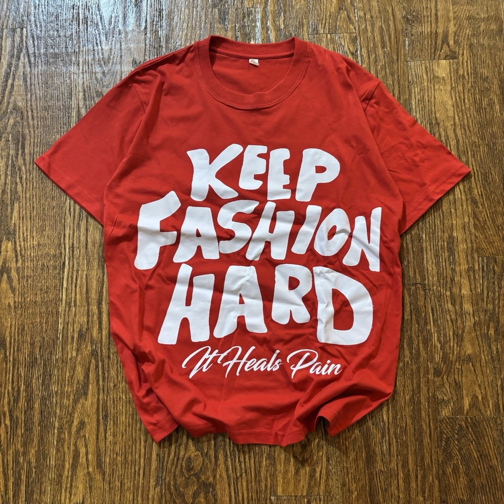 NWOT Keep Fashion Hard Graphic T-Shirt Mens Medium Red Gothic Cross Unbranded