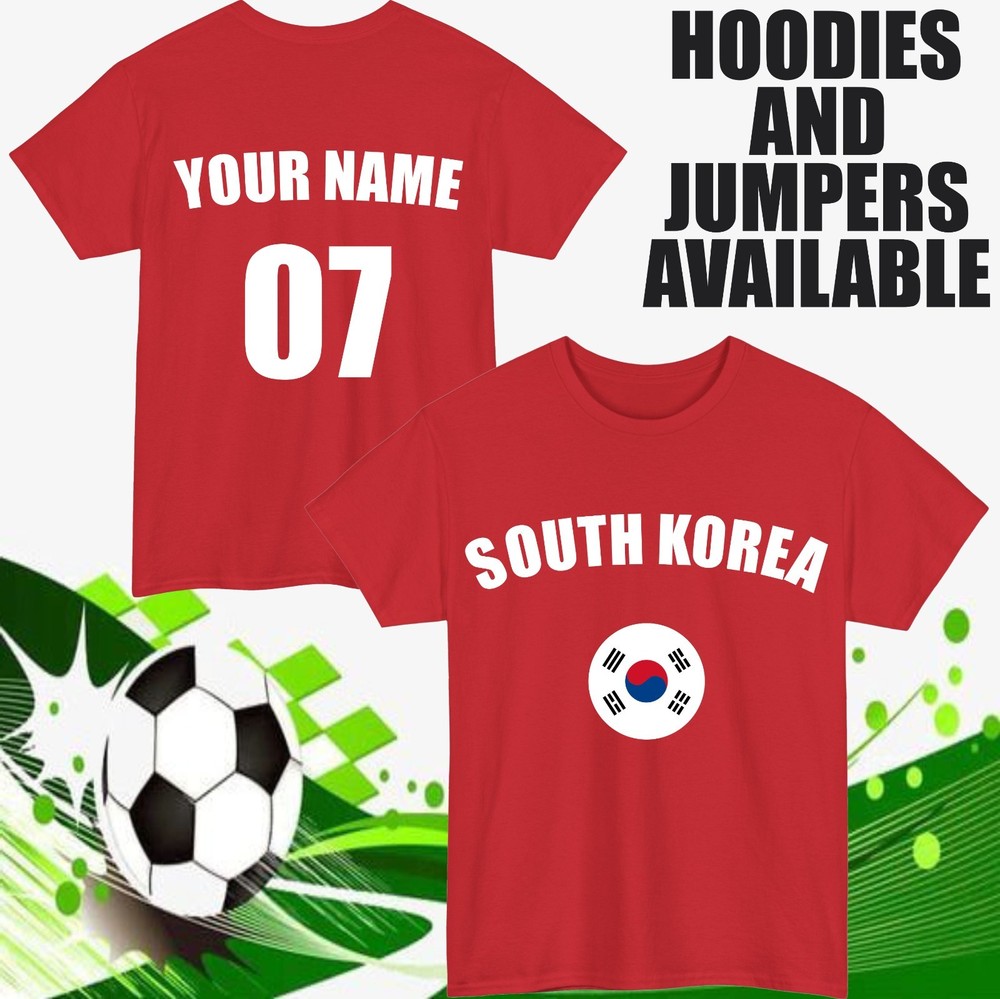 Personalised South Korea Football T-Shirt Custom Name Number Sports Lover Top