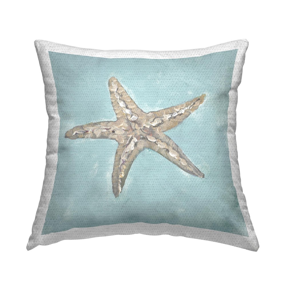 Vibrant Abstract Starfish Design Outdoor Throw Pillow 18x18 Blue-image