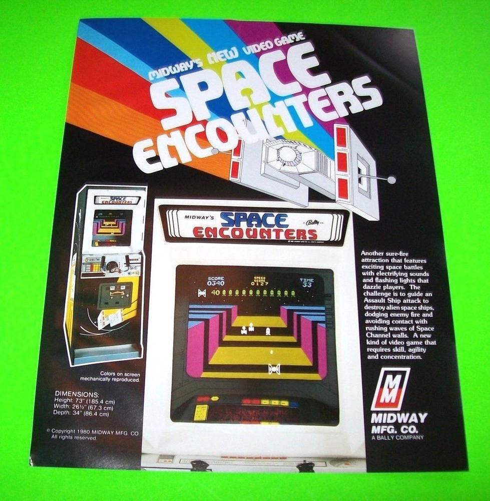 Space Encounters Arcade FLYER Original 1980 Video Game Space Age Retro Vintage