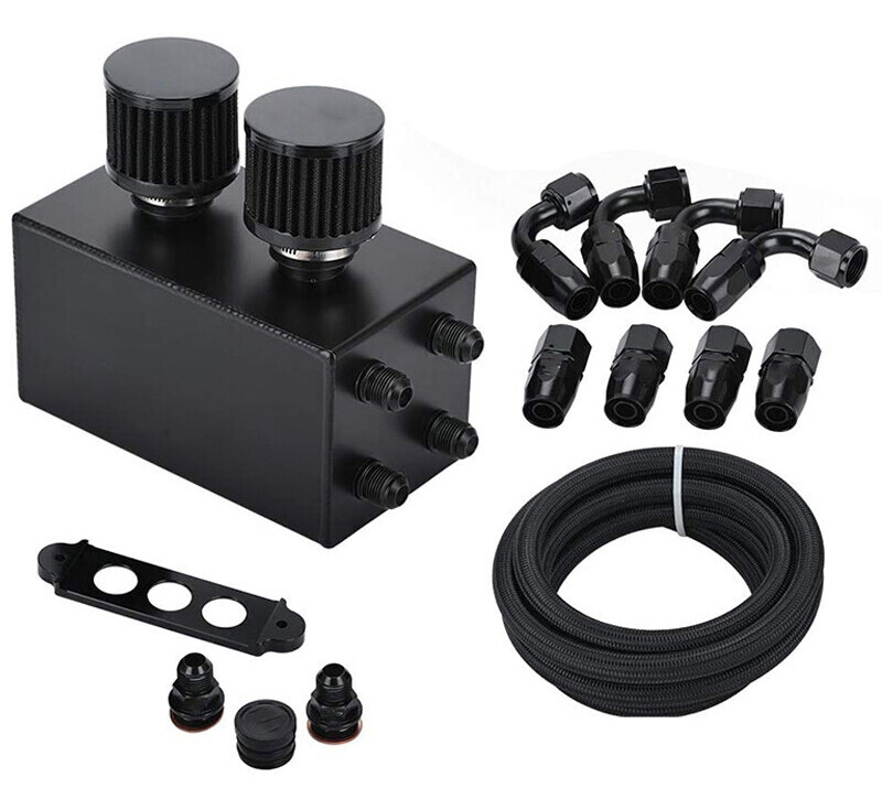 Series Oil Catch Can For Honda Civic Acura Integra 4 Port -10AN With Hoses Pro