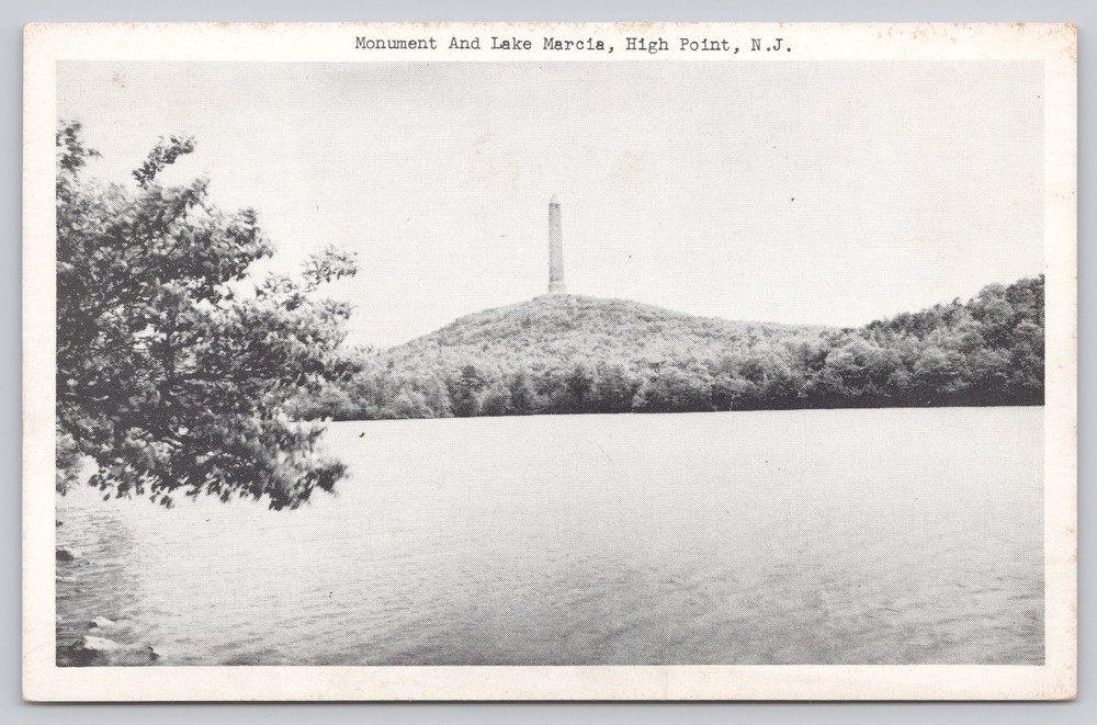 High Point Monument & Lake Marcia NJ Vintage Postcard Fairbanks Card Co.