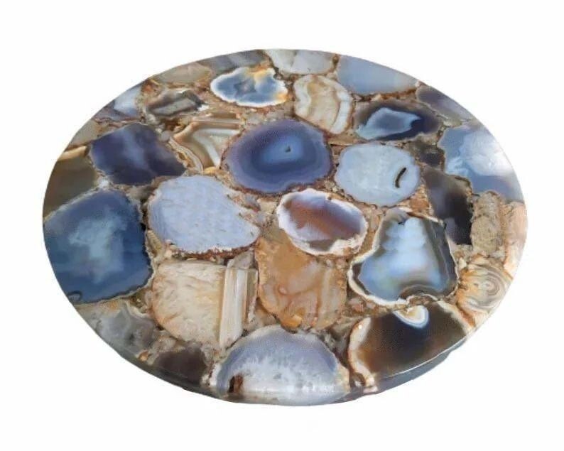15x15 Inch Wild Agate Round Table Top for Side Table Home Decor