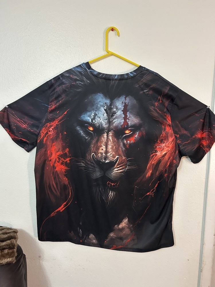 New/ Unisex Plus Size  Graphic Design 6XL Lion  Print Short Sleeve T Shirt