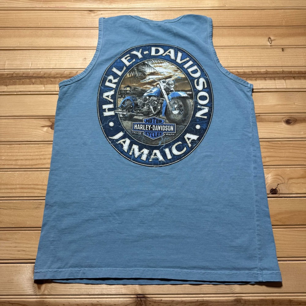 Harley Davidson Jamaica Motorcycle Big Logo Biker Tank Top USA Made Men's Small