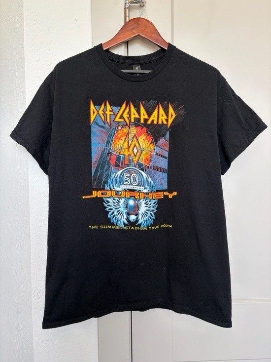 2024 Def Leppard Journey Summer Stadium Tour Graphic Band T-Shirt Mens Large