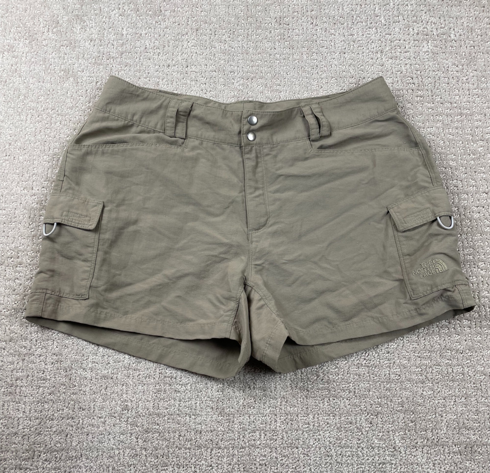 The North Face Cargo Shorts Womens Size 12 Khaki Nylon Stretch Hiking Gorpcore