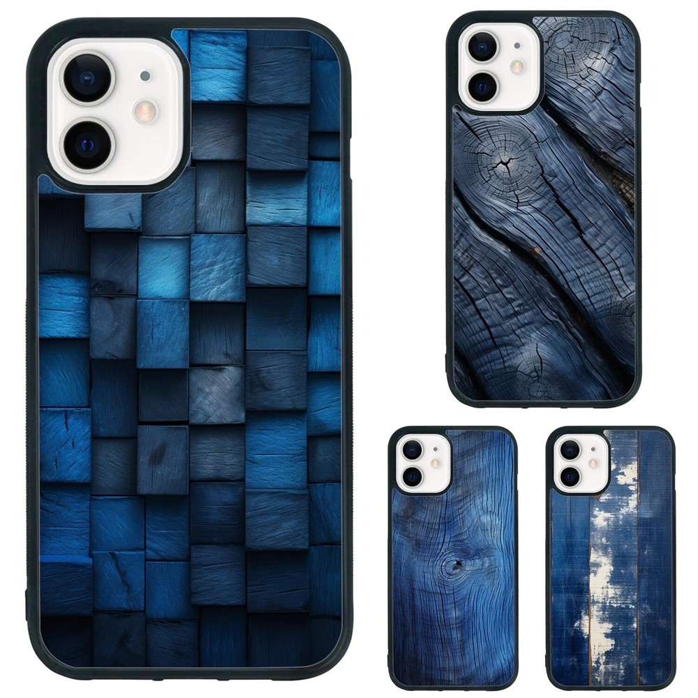Anti scratch Cover For iPhone XS XR 6 7 8 Plus SE 2nd 3rd blue wood texture Navy