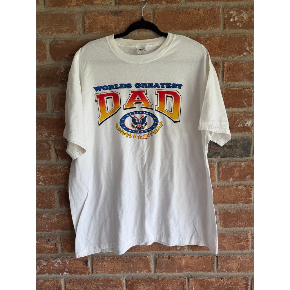 Vintage Worlds Greatest Dad T Shirt XL Anvil Graphic USA Patriotic Tee