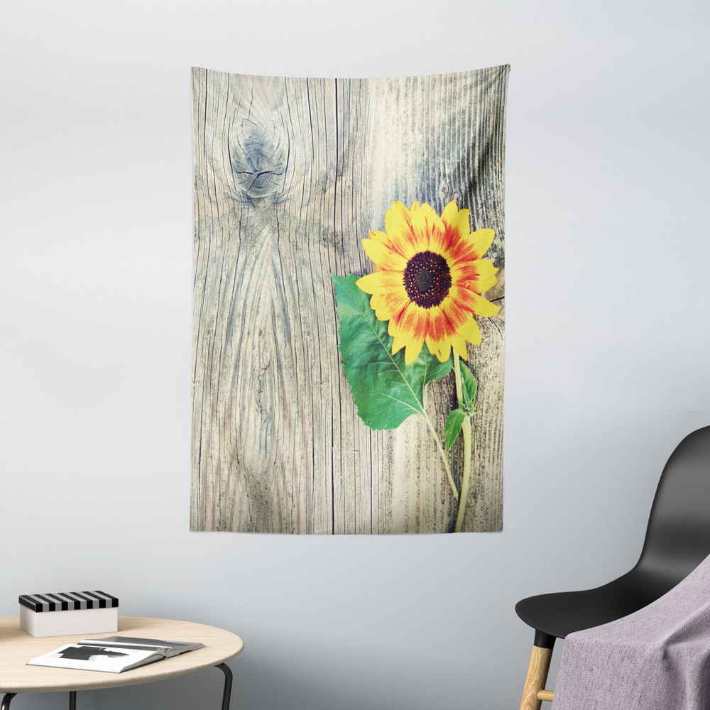 Sunflower Tapestry Wood Board Bouquet Print Wall Hanging Decor