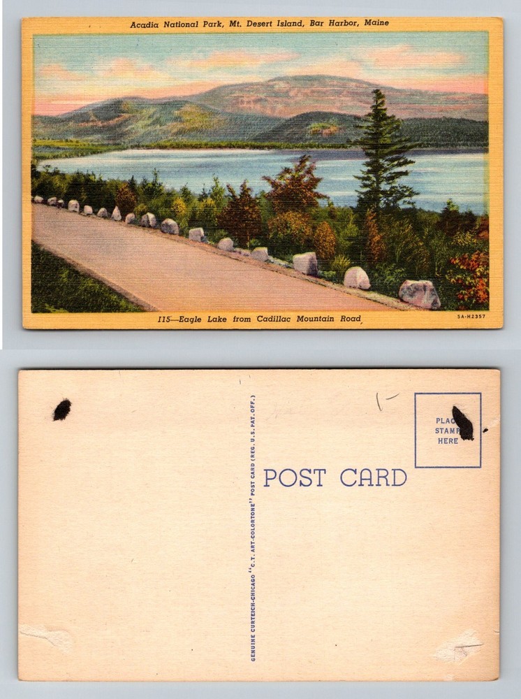 Bar Harbor, ME-Maine, Eagle Lake from Cadillac Mountain Road Vintage Postcard