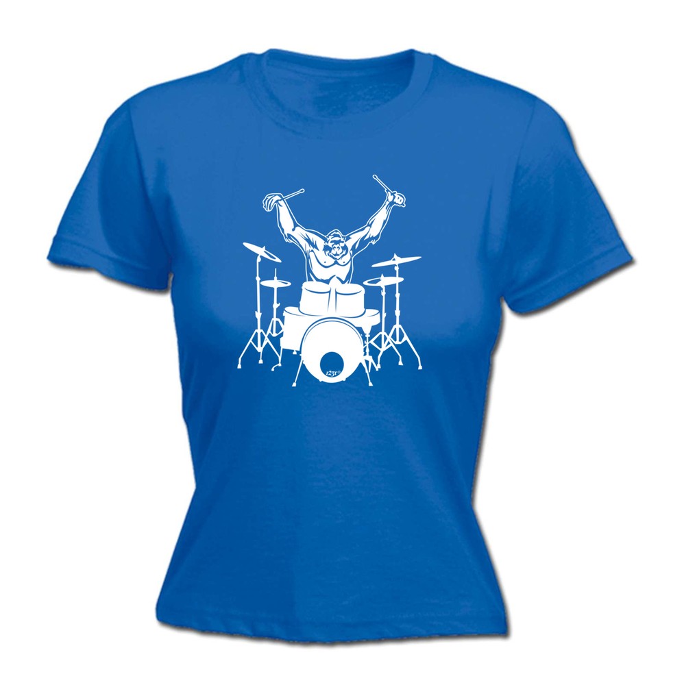 Gorilla Drummer Drums Music - Womens T Shirt Funny T-Shirt Novelty gift tshirt