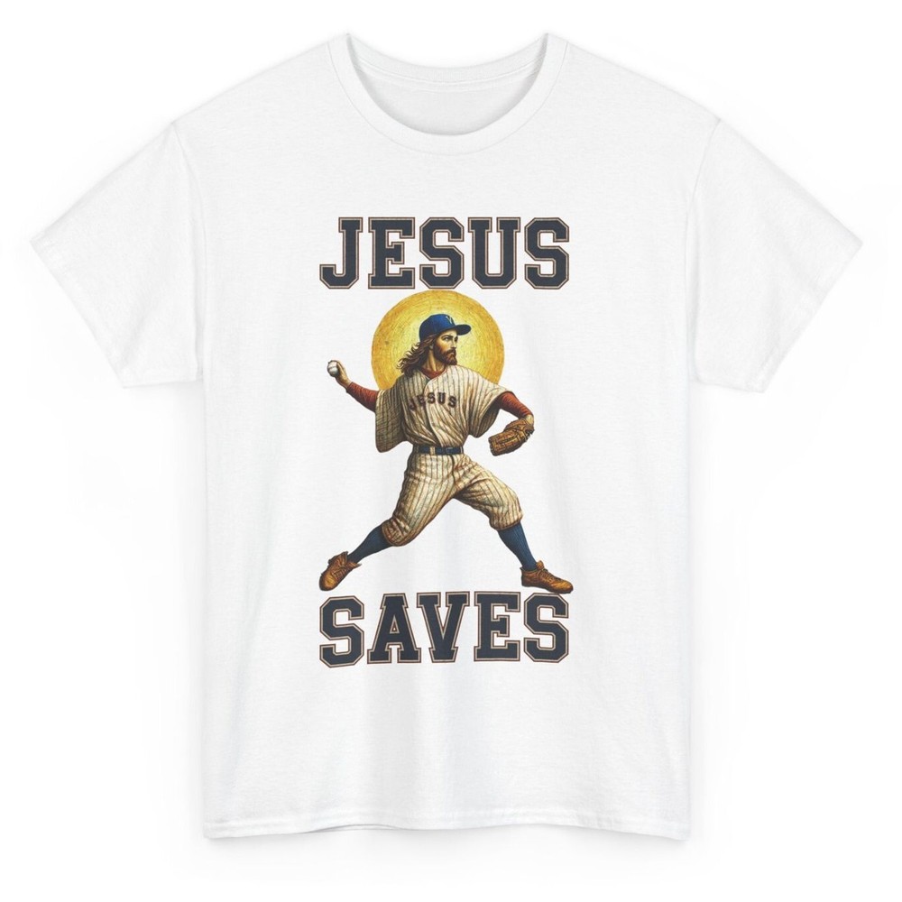 Jesus Saves Christian Faith T-shirt - Sports Vintage Baseball Graphic Tee