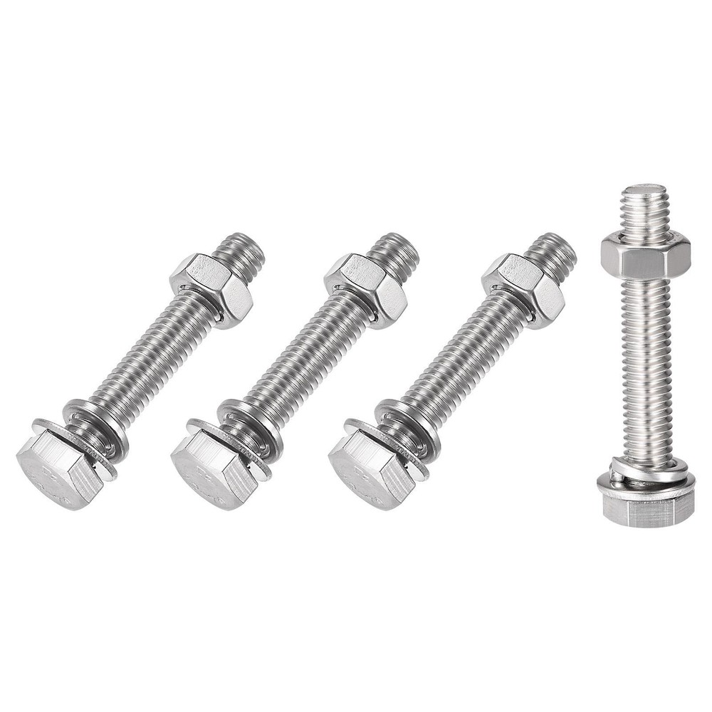 Hex Head Screws Bolts, Nuts, Flat & Lock Washers Kits (M8x45mm) 4Sets