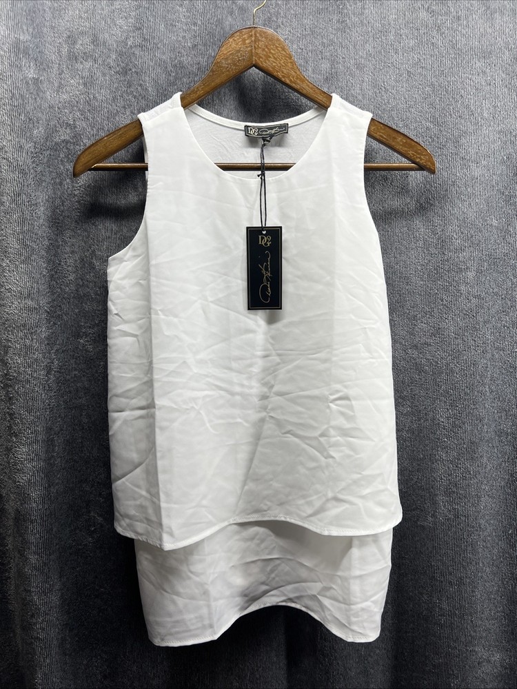 DG2 by Diane Gilman Tank Top Woman’s Size XS White Layered