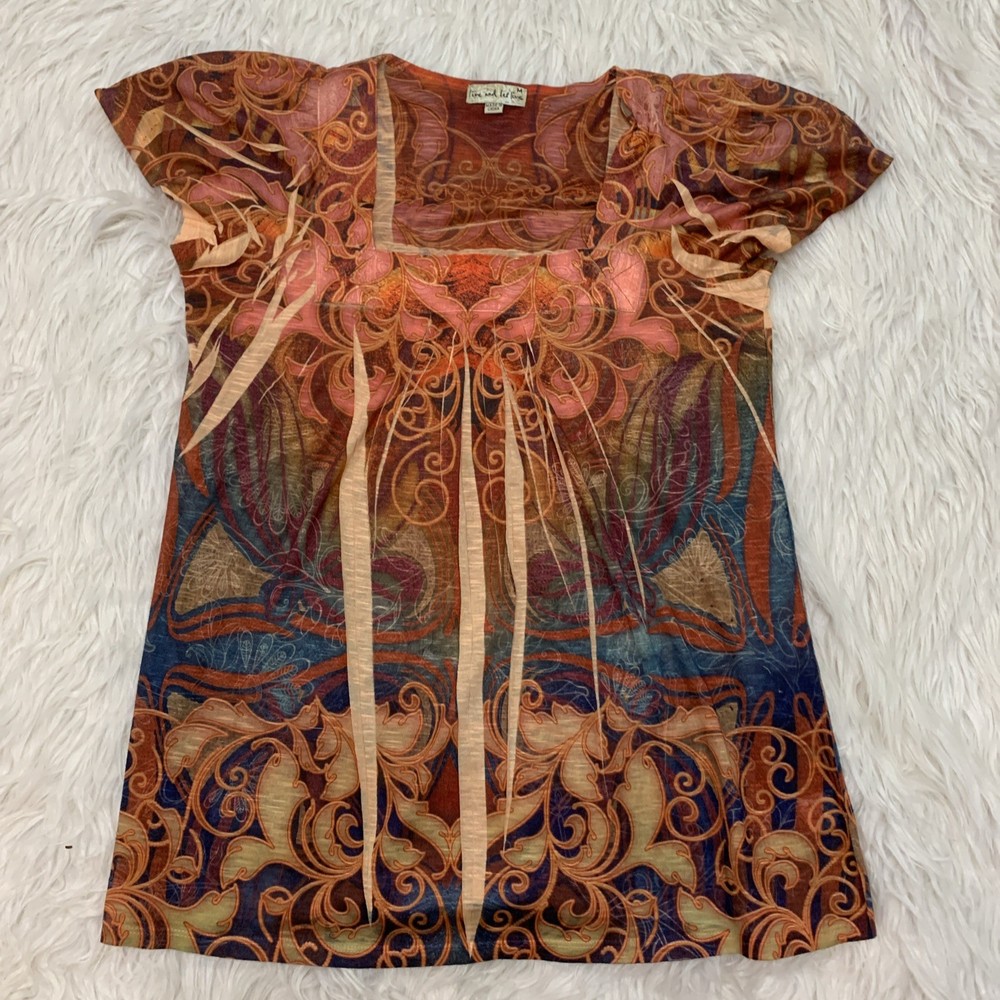 live and let live orange multicolor top small