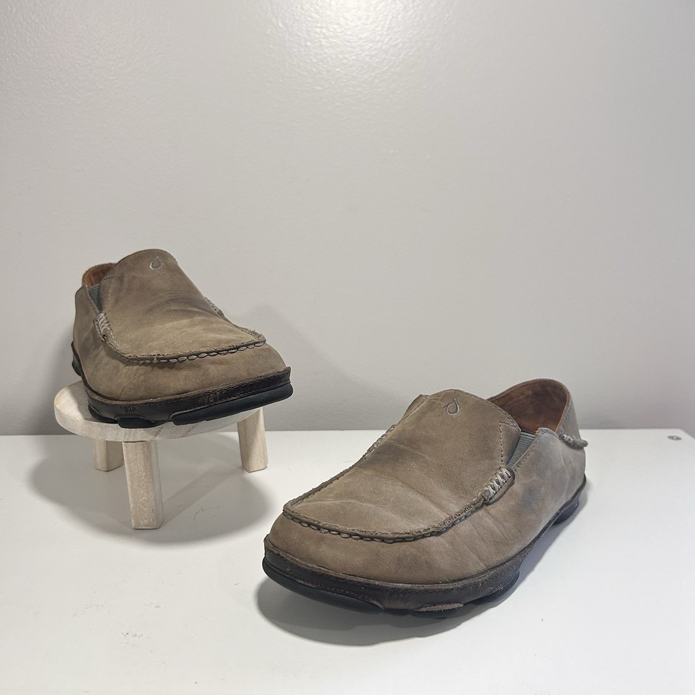Olukai Leather Shoes Men’s 8.5 Moloa Slip On Loafers Brown Casual Slip In Shoes