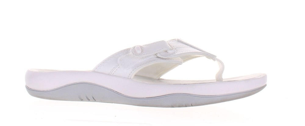 Clarks Women Sunmaze Loop White T-Strap Sandals Size 6 7829496