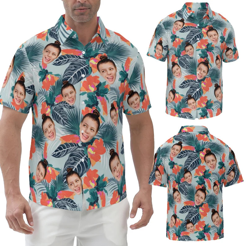 Custom Face Hawaiian Shirt Personalized Photo Funny Aloha Beach Summer Gift