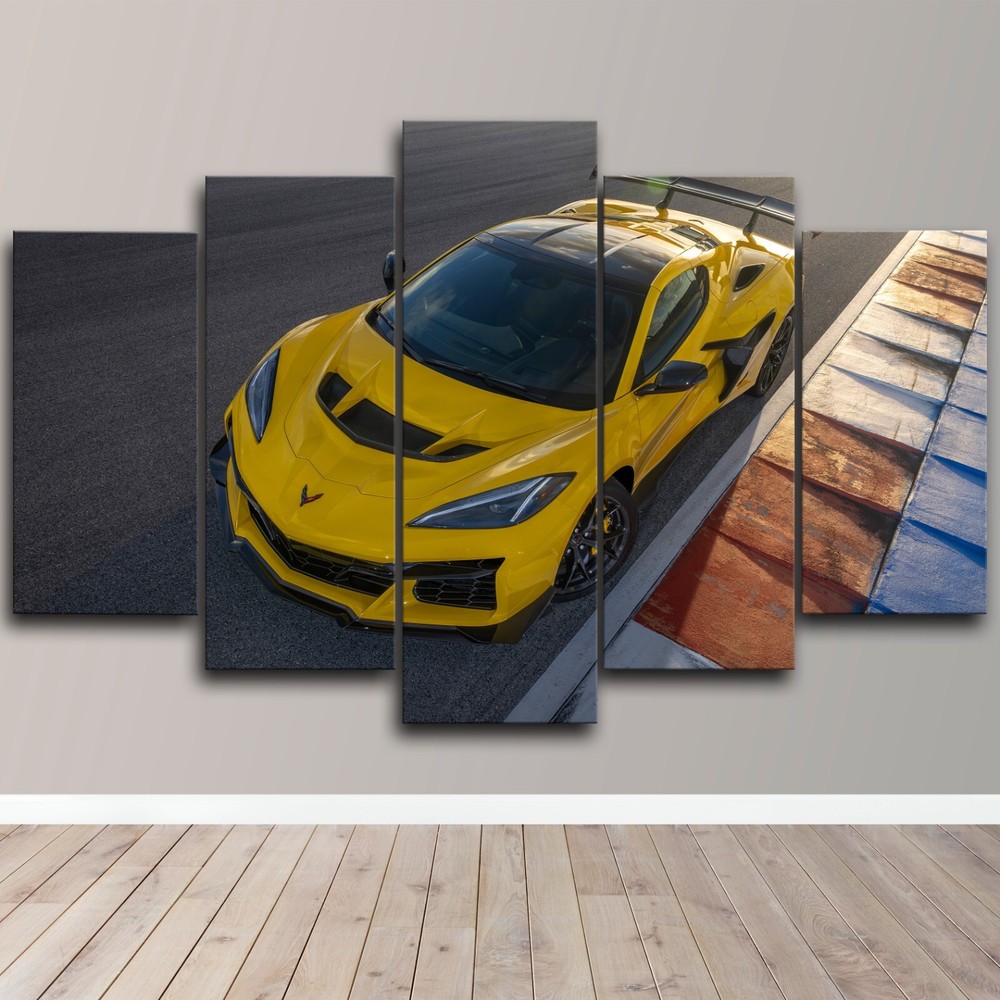 Chevrolet Corvette Car Racing Coupe Art 5 Piece Canvas Wall Art Print Home Decor